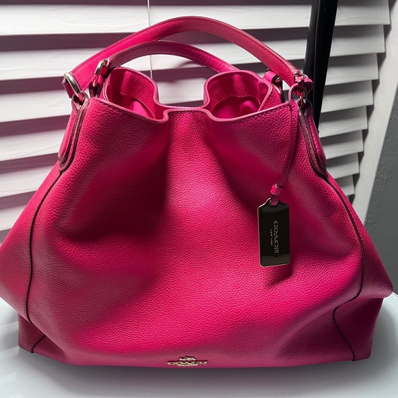 Coach Pebbled Leather Tote / Shoulder Bag | Raspberry Pink | Retail - Picture 1 of 11